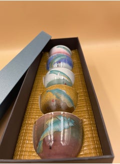 Mishkat Noor Oriental Cups For Tea Coffee 75ml Multicolour Five Cups Gift Box  - Image 2