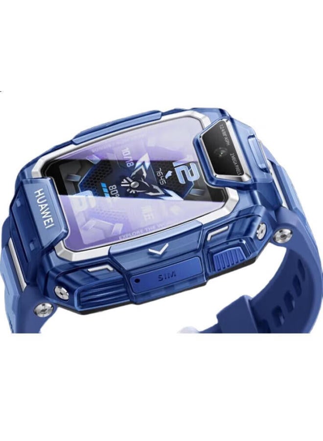 KMaxAI Protective Case And Screen Protector For Huawei Children'S Watch 5 Pro, Set, Soft Rubber Case For Smartwatch, Screen Protector, Anti-Scratch Eye Protection Film, Protective Case, Tempered Glass Film, Transparent Blue - Image 3