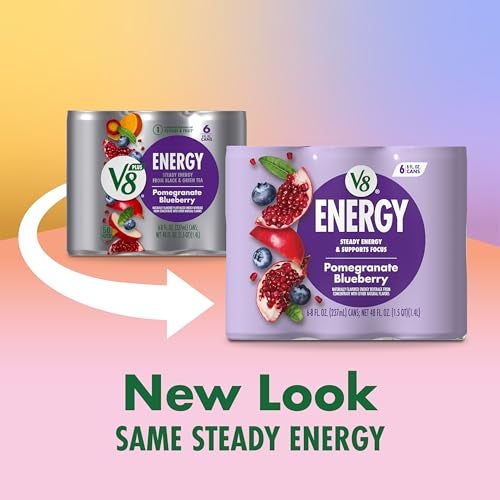 V8 Energy Pomegranate Blueberry Energy Drink, 8 fl oz Can (24 Pack) - Image 2
