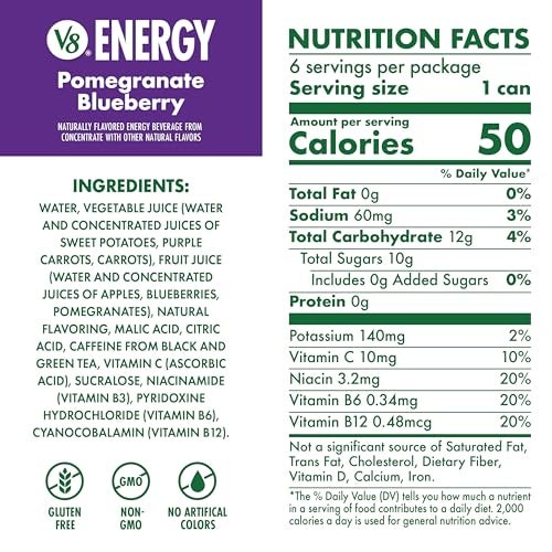 V8 Energy Pomegranate Blueberry Energy Drink, 8 fl oz Can (24 Pack) - Image 5