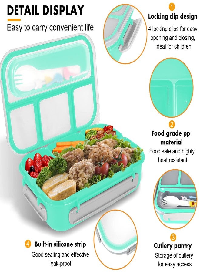 Yumuk Bento Box, 1300ML Adult & Kids Lunch Box with 4 Compartment & Food Picks, Cake Cups, Leak-Proof, Microwave/Dishwasher/Freezer Safe (Green) - Image 3