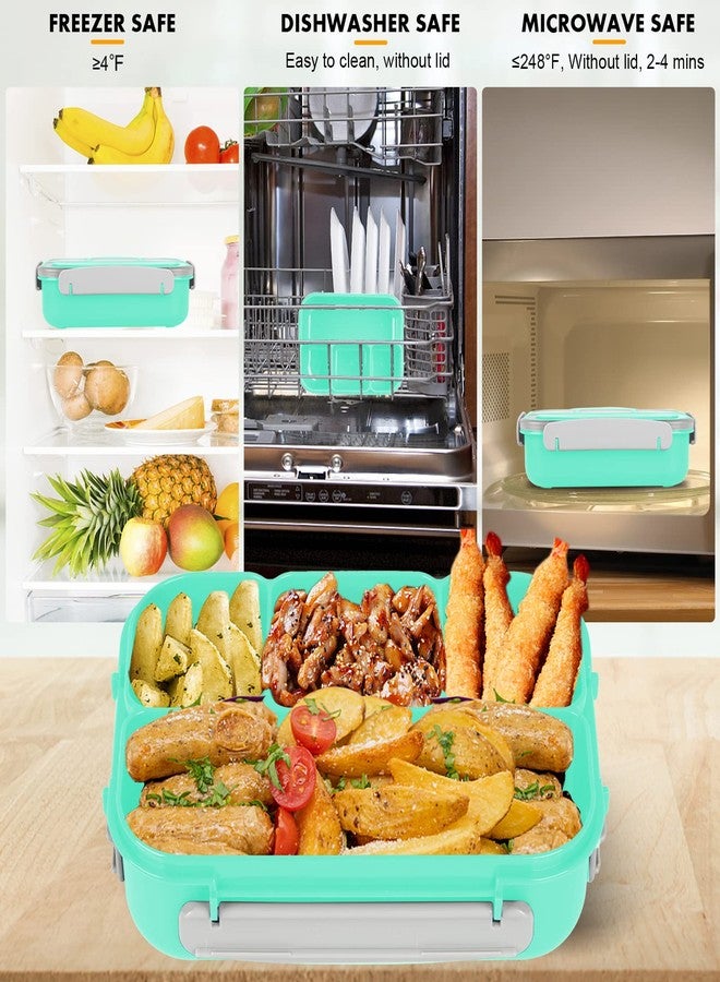 Yumuk Bento Box, 1300ML Adult & Kids Lunch Box with 4 Compartment & Food Picks, Cake Cups, Leak-Proof, Microwave/Dishwasher/Freezer Safe (Green) - Image 5