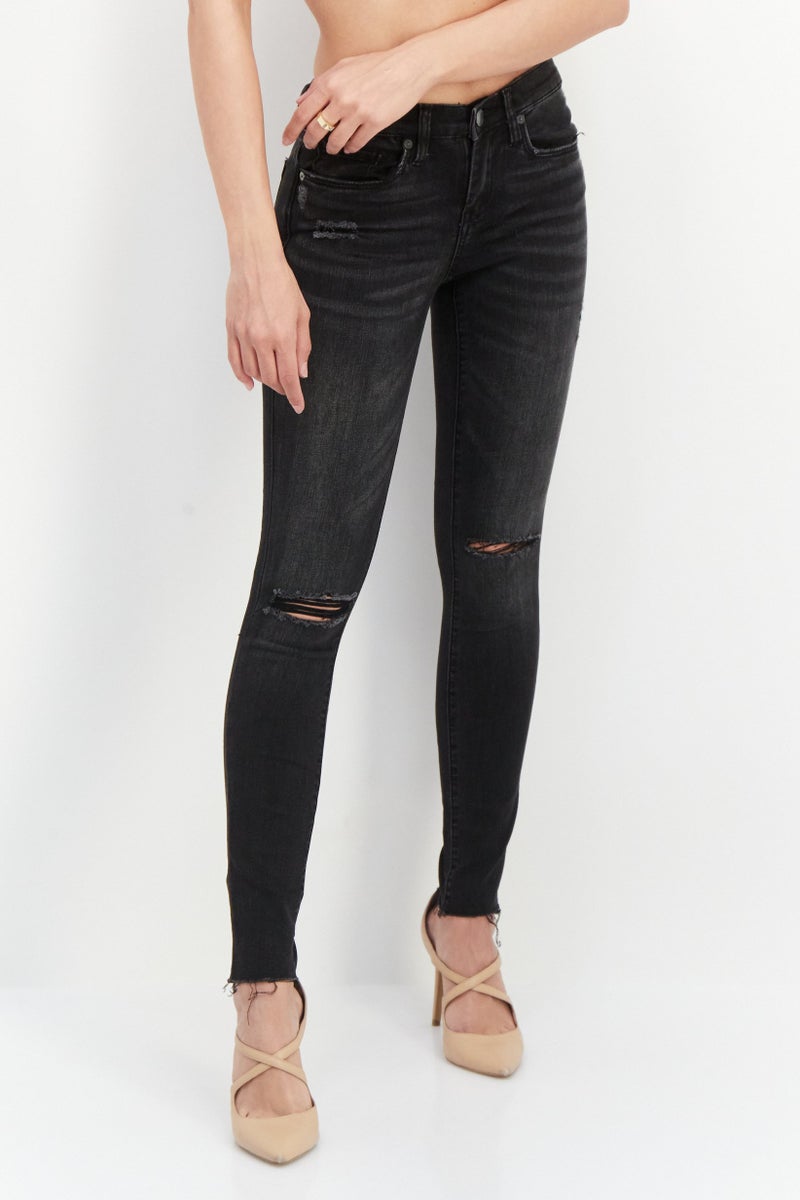 Blank NYC Women Mid Rise Skinny Fit Washed Stretchable Jeans, Black - Image 1