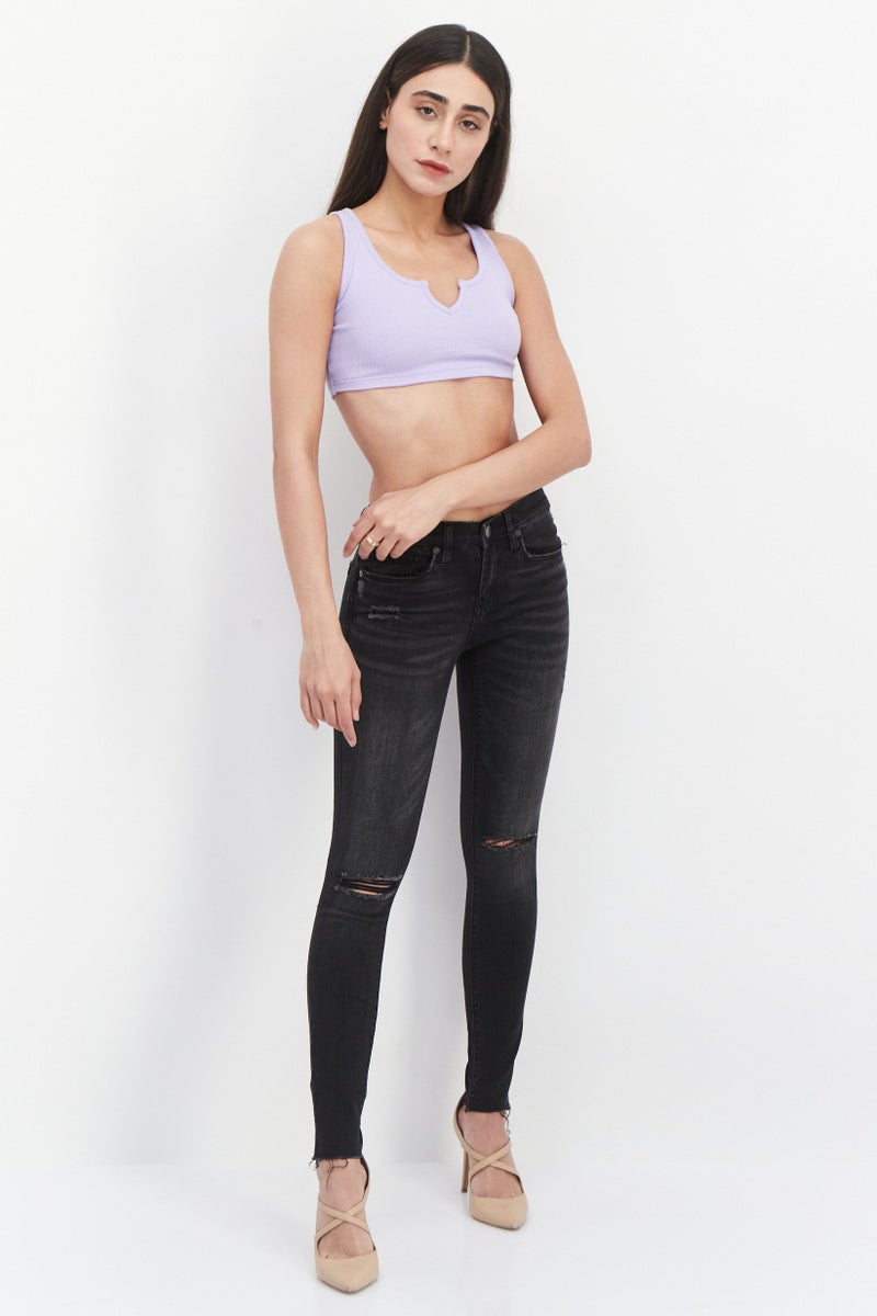 Blank NYC Women Mid Rise Skinny Fit Washed Stretchable Jeans, Black - Image 4