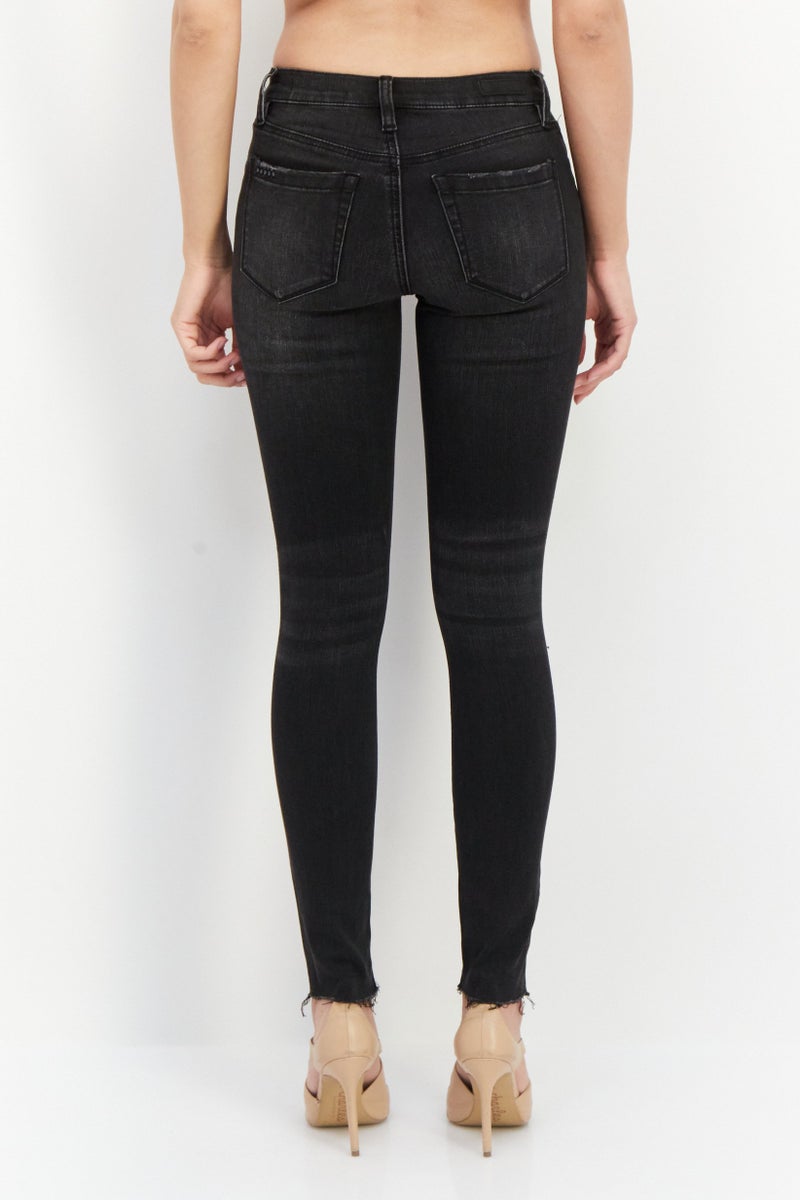 Blank NYC Women Mid Rise Skinny Fit Washed Stretchable Jeans, Black - Image 2