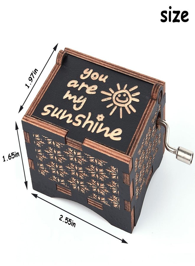 byykit You are My Sunshine Music Box,Wooden Hand Crank Engraved Musical Boxes,Antique Vintage Small Musical Box with Laser Engraving for Kids Mom Daughter Wife,Unique Gift for Birthday Anniversary Mother Day - Image 5