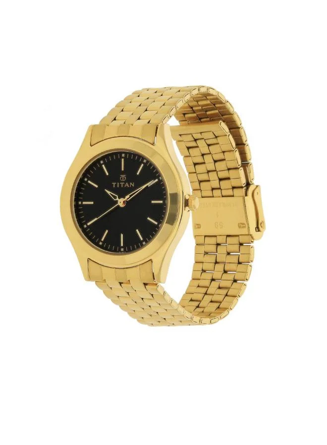 تيتان Men Analog Display Watch With Yellow Metal Strap - 1648YM03