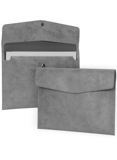 SYOSI File Folder, PU Leather A4 Document Holder File Organizer Filing Envelope Portfolio Case Tablet Sleeve with Magnetic Snap Closure for Home School Office Stationery Grey  - Image 1