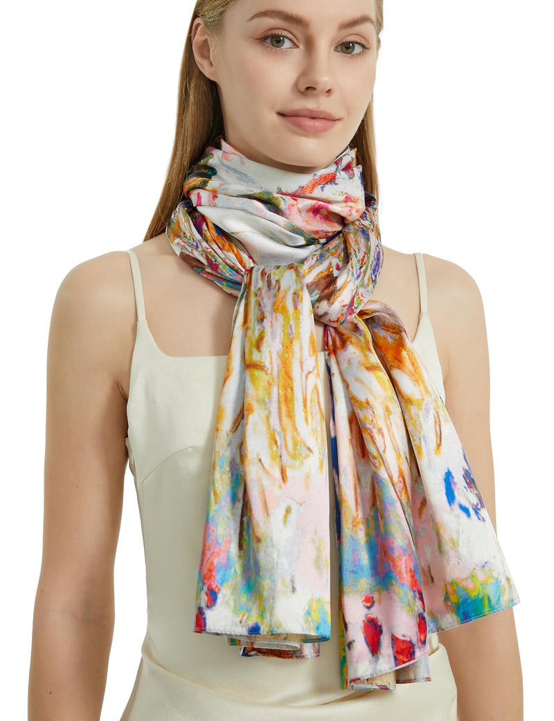 PANTONIGHT Scarfs for Women Fashion Long Floral Scarf Lightweight Silk Feeling Head Scarf Printing Shawls Double Sides (2808) - Image 2