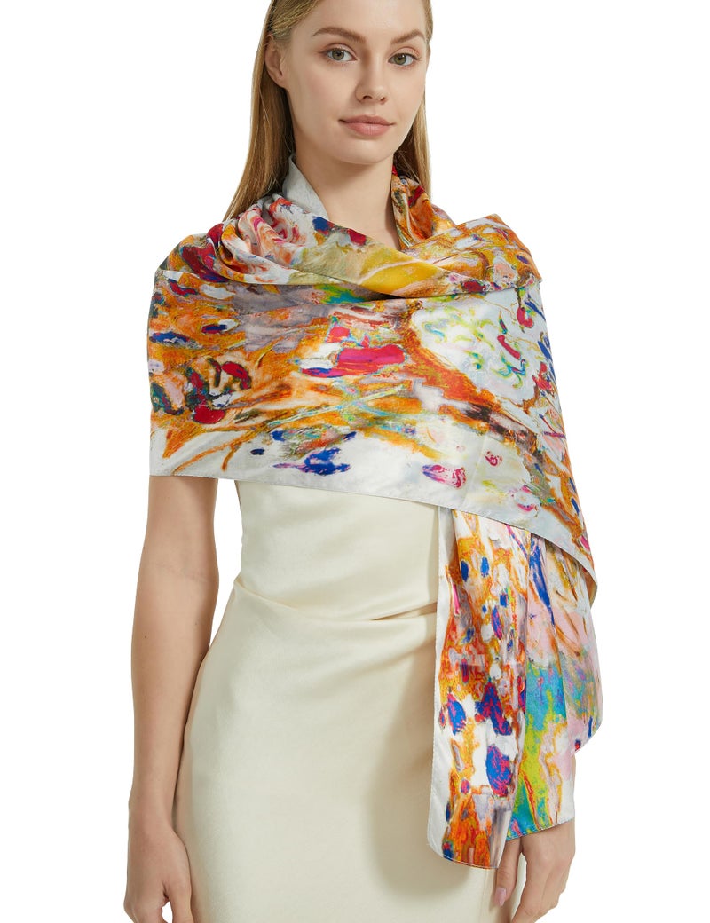 PANTONIGHT Scarfs for Women Fashion Long Floral Scarf Lightweight Silk Feeling Head Scarf Printing Shawls Double Sides (2808) - Image 1