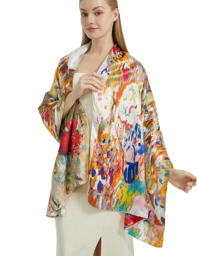 PANTONIGHT Scarfs for Women Fashion Long Floral Scarf Lightweight Silk Feeling Head Scarf Printing Shawls Double Sides (2808) - Image 4