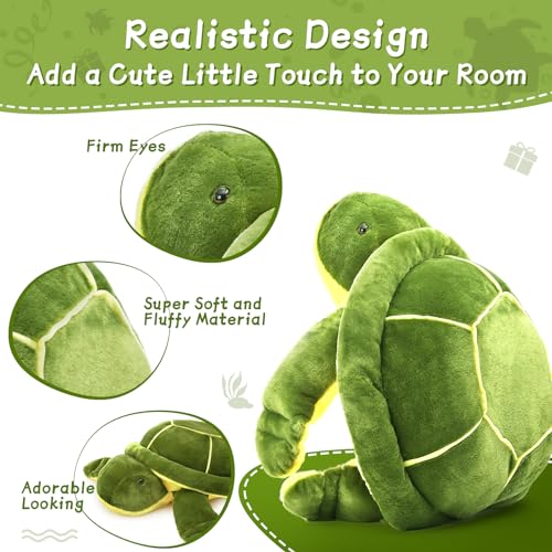 MorisMos 33 inch Giant Turtle Stuffed Animal Big Fluffy Stuffed Turtle Plush Pillow Toy Large Soft Sea Turtle Stuffed Animal Plush Gift for Kids Boys Girls Birthday Chrismas Green - Image 5