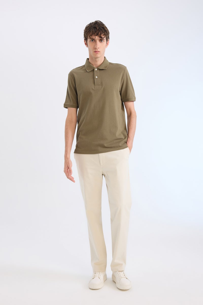 DeFacto Green Man Regular Fit Polo Collar Pique Short Sleeve Polo T-Shirt Casual - Image 2