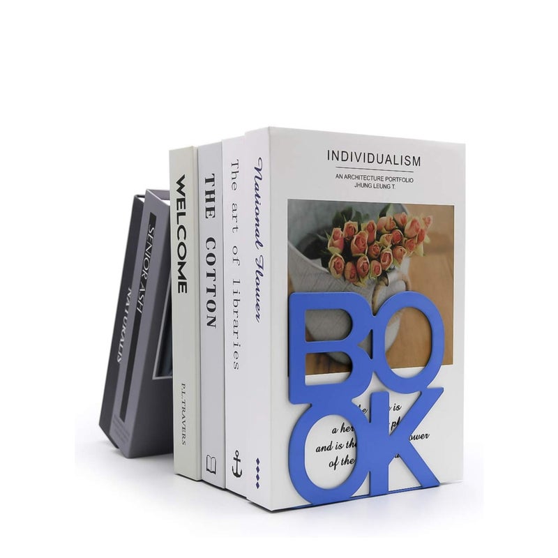 Zikra Book Ends Decorative Metal Book Ends Supports for Bookrack Desk Books Unique Appearance Design Book Shelf Holder Home Decorative Heavy Duty Metal Heavy Duty Bookend 1 Pair - Image 2