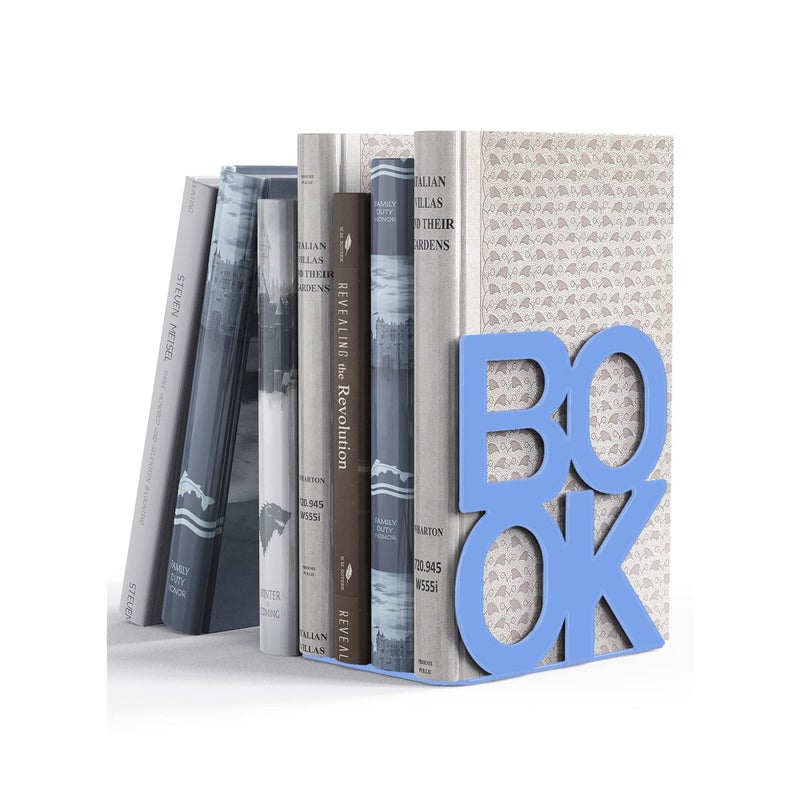 Zikra Book Ends Decorative Metal Book Ends Supports for Bookrack Desk Books Unique Appearance Design Book Shelf Holder Home Decorative Heavy Duty Metal Heavy Duty Bookend 1 Pair - Image 1