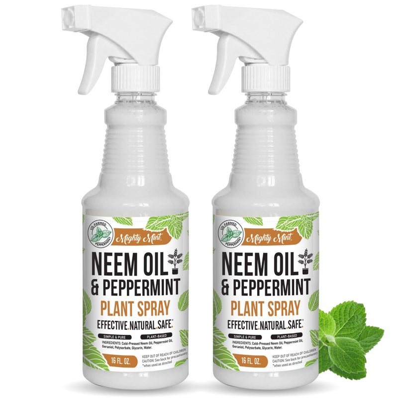 Mighty Mint Neem Oil Peppermint Plant Nutrient Spray Natural Leaf Shine for Indoor Outdoor Use PlantBased Formula for Stronger Healthy Plants 16 oz Pack of 2 - Image 2