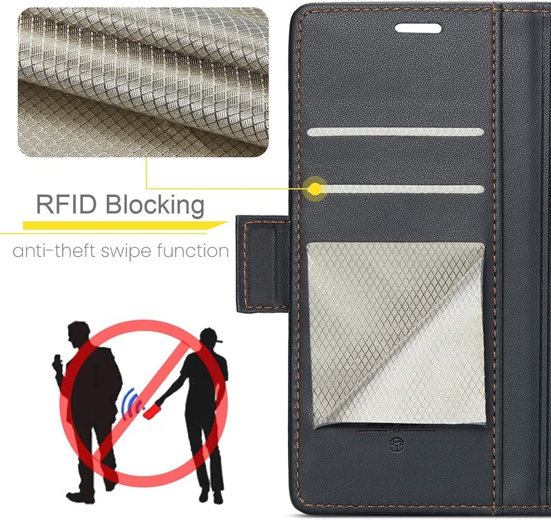 Rerzoiro Case for Samsung Galaxy S20 Ultra Case, Case Premium PU Leather [RFID Blocking] Wallet Flip Folio Case with Card Holder and Magnetic Kickstand Cover for Samsung S20 Ultra, Black - Image 2