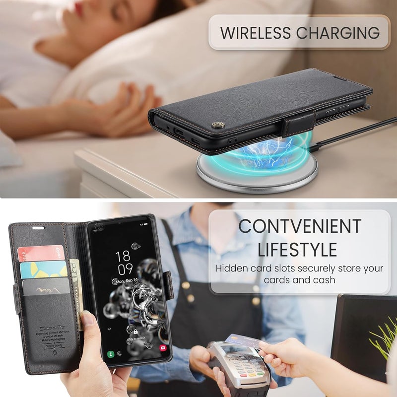 Rerzoiro Case for Samsung Galaxy S20 Ultra Case, Case Premium PU Leather [RFID Blocking] Wallet Flip Folio Case with Card Holder and Magnetic Kickstand Cover for Samsung S20 Ultra, Black - Image 4