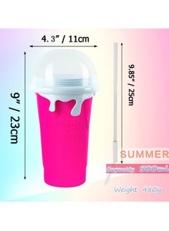 TIGER Set of 2 DIY Slushy Maker Cups || 500ml Reusable Quick-Freeze Smoothie & Milkshake Cup with Squeeze-to-Freeze Design, Ideal for Juices, Cold Drinks & Icy Treats – Pink  - Image 2