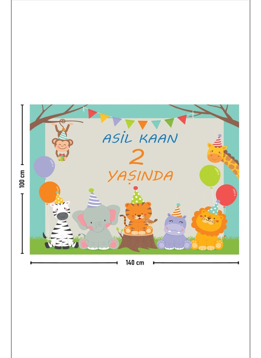 Personalized Male Name Animals Safari Concept Birthday Party Wall Covering Tapestry - pzsku/Z569BE525C08A54AAB181Z/45/_/1726654112/60888219-dea0-4aa3-a577-0bdc29df189d