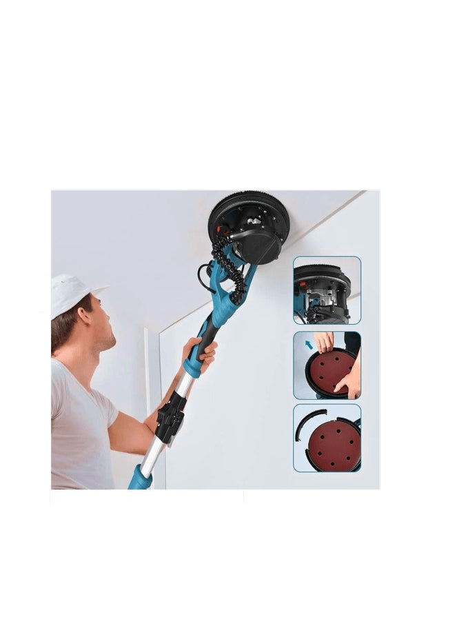 TOTAL TOTAL Drywall Sander 1050W with LED Lights, 600-2600rpm, 215mm Grinding Pad, 225mm Sanding Paper, Includes Dust Bag, Extension Bar, Sandpapers & Extra Carbon Brushes – TWS10501  - Image 4