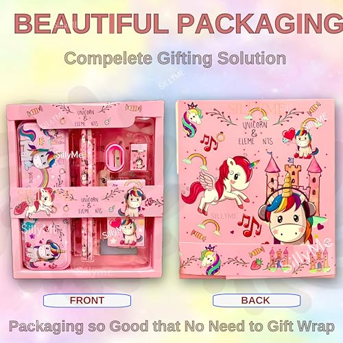SILLYME 7pcs Unicorn Stationery Set for Girls - Unicorn Pencil Box, Pencils, Crayons, Unicorns Gifts for Girls - Image 5