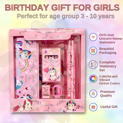 SILLYME 7pcs Unicorn Stationery Set for Girls - Unicorn Pencil Box, Pencils, Crayons, Unicorns Gifts for Girls - Image 2