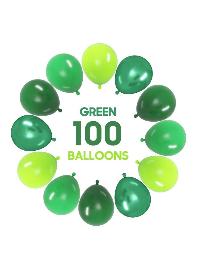 OWill 100Pcs Green Balloons 12 Inches Different Shades Dark Green Emerald Green Lime Green Chrome Metallic Green Latex Balloons For Jungle Safari Party Supplies St. Patrick'S Day Decoration - Image 2