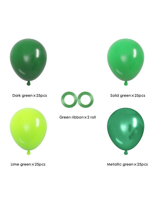 OWill 100Pcs Green Balloons 12 Inches Different Shades Dark Green Emerald Green Lime Green Chrome Metallic Green Latex Balloons For Jungle Safari Party Supplies St. Patrick'S Day Decoration - Image 4