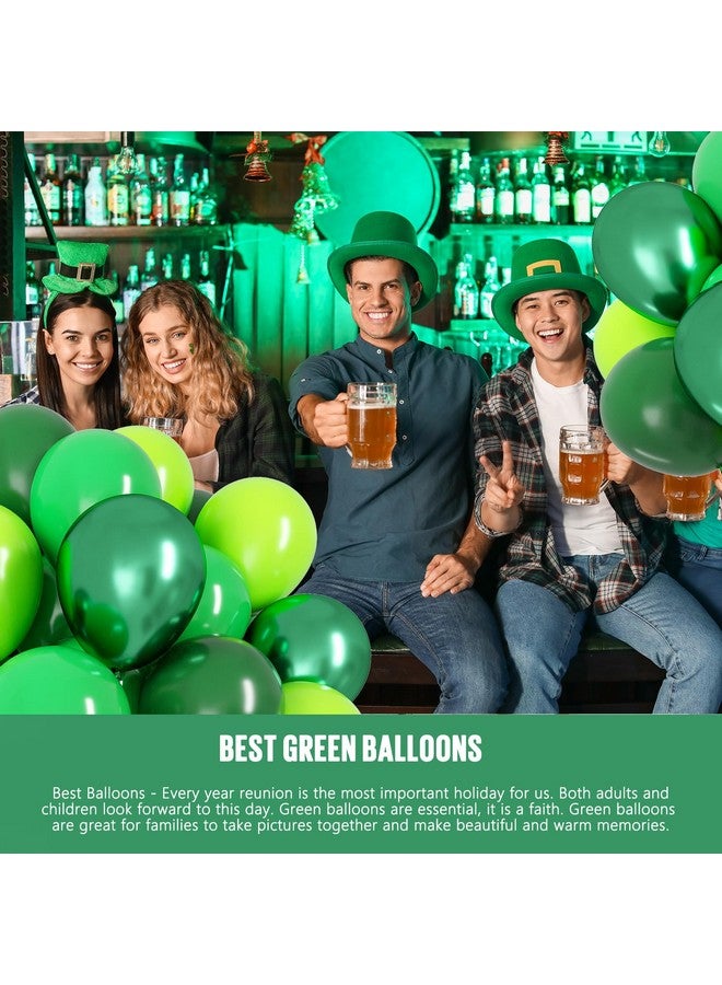 OWill 100Pcs Green Balloons 12 Inches Different Shades Dark Green Emerald Green Lime Green Chrome Metallic Green Latex Balloons For Jungle Safari Party Supplies St. Patrick'S Day Decoration - Image 5