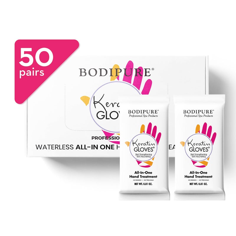Bodipure AllIn1 Moisturizing Hand Mask Keratin Vitamin E Hand Mask for Dry Cracked Hands Natural Moisturizing Gloves Formula Strengthen Nails Repair Hands 50 Pairs