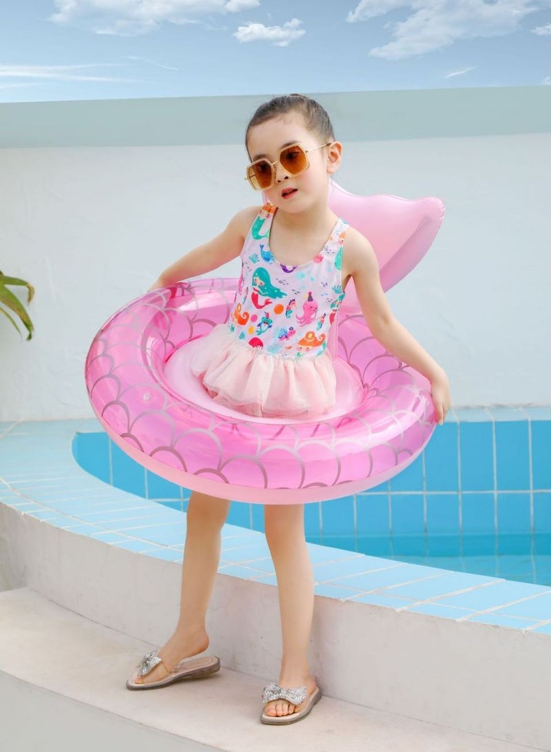 Loquat Mermaid Swimming Inflatable Floating Seat Ring Pink For 0-5 Years - Image 2