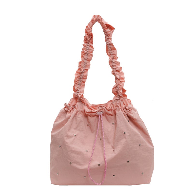 Small Clear Artistic Canvas Bag Women'S Summer Fashionable South Korea Pleated Tote Bag All-Match Large Capacity Bag - Image 1