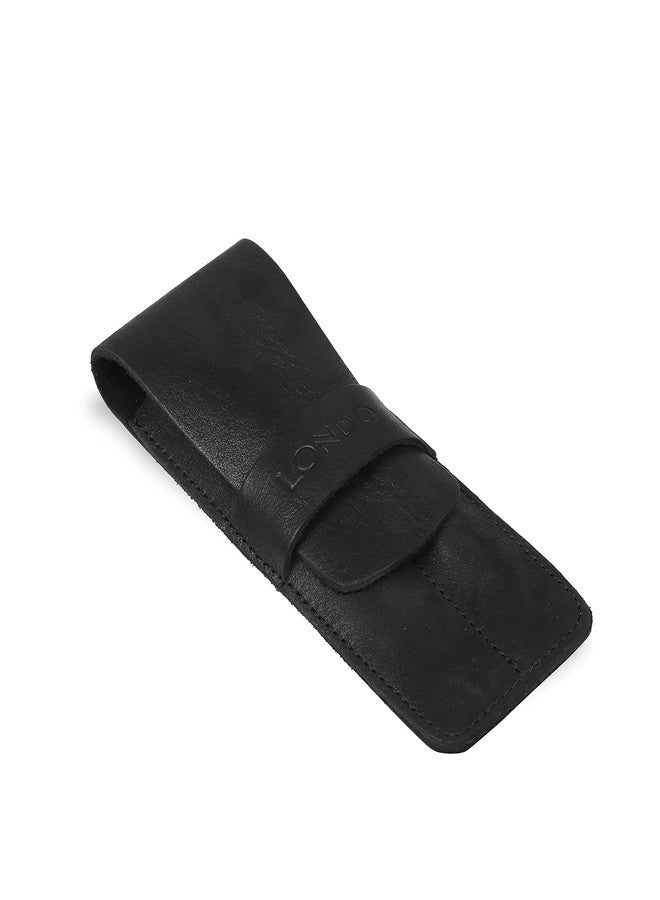 Londo Genuine Leather Pen and Pencil Case with Tuck in Flap, Stationery Bag - Two compartment - Image 4