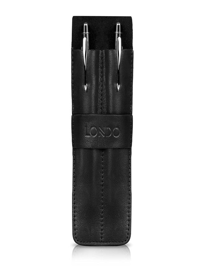 Londo Genuine Leather Pen and Pencil Case with Tuck in Flap, Stationery Bag - Two compartment - Image 2