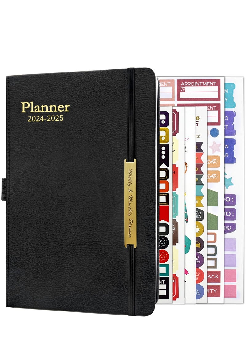 INFOSUN 2025-2026 Leather Planner Weekly and Monthly, 18 Months Calendar Book, 2025 Academic Planner From Jan. 2025-June 2026, 2025 Appointment Book, Daily Agenda, Yearly Teachers Planner (5.7 X 8.5" Black)  - Image 1