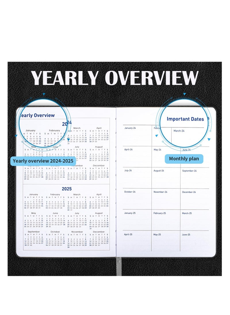 INFOSUN 2025-2026 Leather Planner Weekly and Monthly, 18 Months Calendar Book, 2025 Academic Planner From Jan. 2025-June 2026, 2025 Appointment Book, Daily Agenda, Yearly Teachers Planner (5.7 X 8.5" Black)  - Image 3