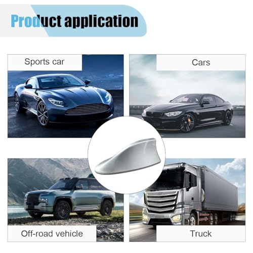 LHDOS Car Shark Fin Antenna Cover, Plastic Automotive Signal Roof Aerial Cover with Adhesive Tape, Universal Roof Mount Antenna Replacement Vehicle Decorative Cover for Car Truck SUV (Silver) - Image 5