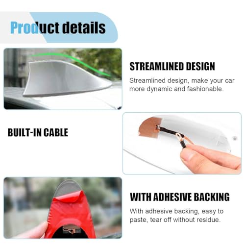 LHDOS Car Shark Fin Antenna Cover, Plastic Automotive Signal Roof Aerial Cover with Adhesive Tape, Universal Roof Mount Antenna Replacement Vehicle Decorative Cover for Car Truck SUV (Silver) - Image 3
