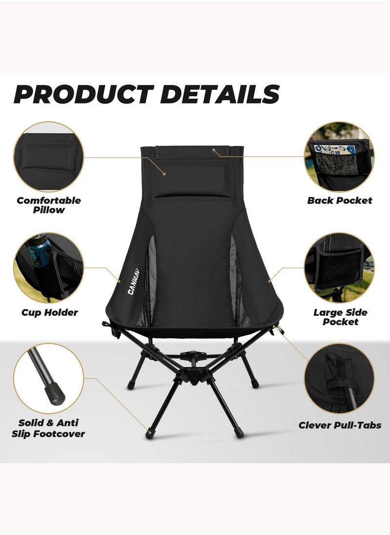 Canway - High Back Camping Chair,Portable Camping Folding Chair  Lightweight with Breathable Mesh, Outdoor Compact Folding Chair for Beach Fishing Picnic Patio Trave - Image 1
