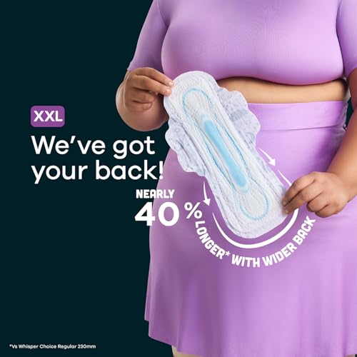 Whisper Bindazzz Nights 44 XXL Sanitary Pads, Upto 0% Leaks All Night Long, For Heavy Flow, Nearly 40% Longer with Wider Back, Active odor lock so you feel fresh, Disposable Wrapper - Image 4