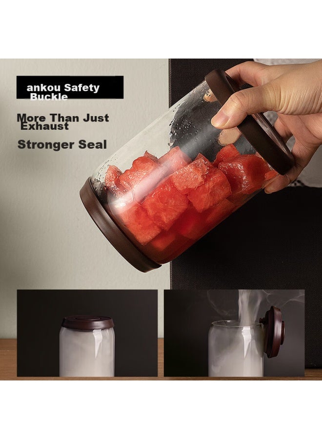 Ankou Glass Jar Coffee Beans Airtight Container, One-way Air Release Coffee Grounds Glass Sealed Storage Jar, 600ml, Coffee Brown - Image 5