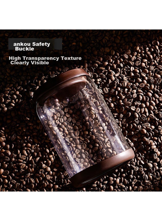 Ankou Glass Jar Coffee Beans Airtight Container, One-way Air Release Coffee Grounds Glass Sealed Storage Jar, 600ml, Coffee Brown - Image 3