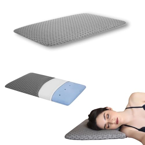 Dormyo Ultra Slim Pillow - Memory Foam for Sleeping - Ultra Thin for Neck Pain Relief - Thin Cervical for Neck Support - Thinnest Orthopedic (1, Luxe, 25.5" x 16.5" x 1") - Image 1