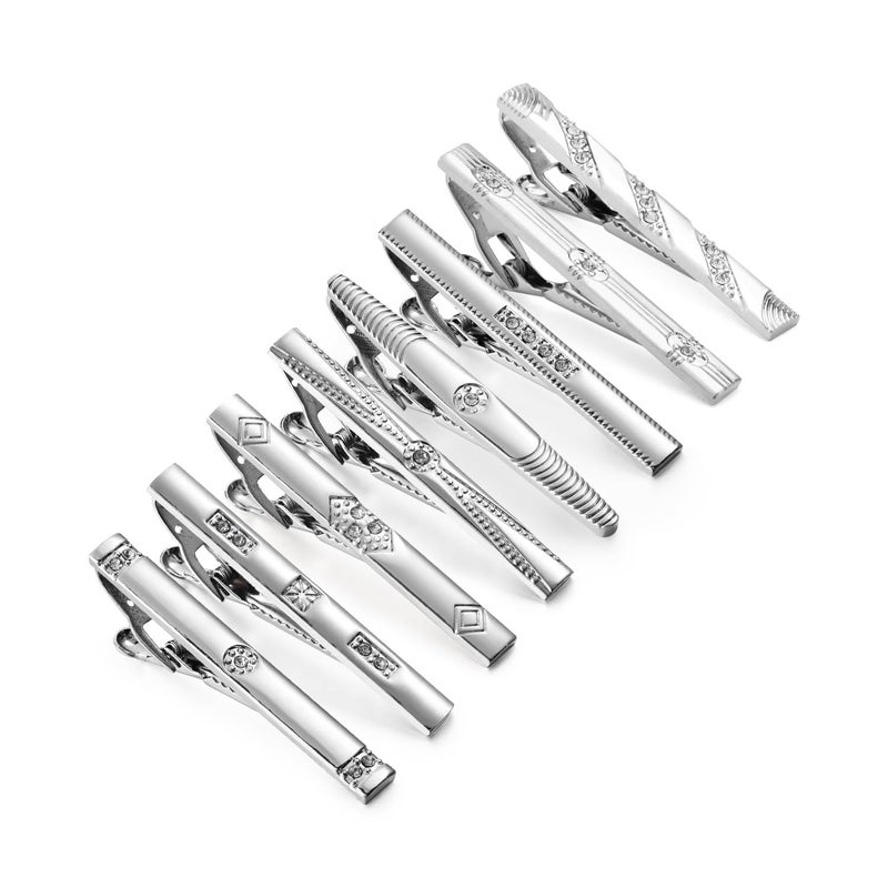 wynameleri Classic Tie Pins Tie Clips Set of 8 for Men in Gift Box - Image 1