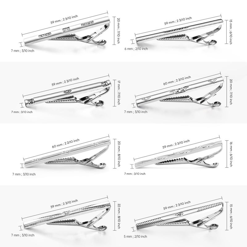 wynameleri Classic Tie Pins Tie Clips Set of 8 for Men in Gift Box - Image 2