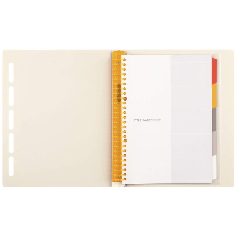 Maruman مجلد مارومان كلارت 26 حلقة مع 5 نوافذ فهرسة و5 فواصل مطابقة، حجم B5، 7.17" × 10.12"، يتضمن 10 أوراق مفكوكة مسطرة وجيب تخزين شفاف، يحمل حتى 120 ورقة، عاجي - Image 3