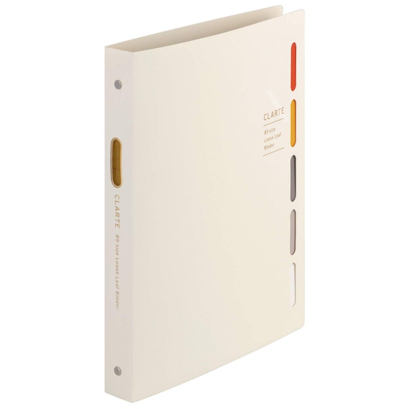 Maruman مجلد مارومان كلارت 26 حلقة مع 5 نوافذ فهرسة و5 فواصل مطابقة، حجم B5، 7.17" × 10.12"، يتضمن 10 أوراق مفكوكة مسطرة وجيب تخزين شفاف، يحمل حتى 120 ورقة، عاجي - Image 1