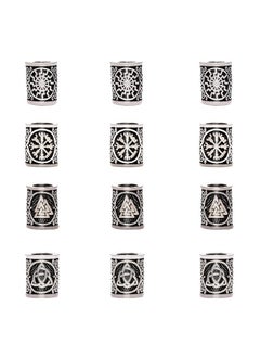 12 Pcs Viking Hair Beads for Men Hair Beard Beads for Braid Hair Antique  Norse Vikings Runes Hair Tube Beads Metal Silver Hair Cuffs Viking Hair  Beads Decoration Dreadlocks Accessories