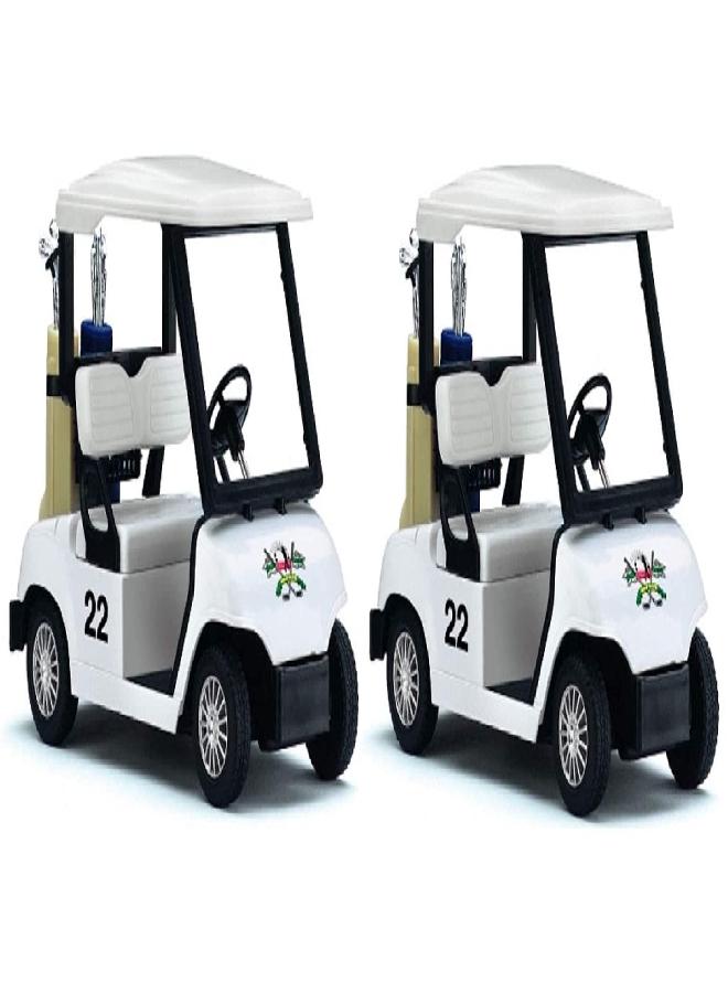 KinsFun - Golf Cart 4Â½" Die Cast Metal Model Pullback Action Toy (White 2Set) - Image 2
